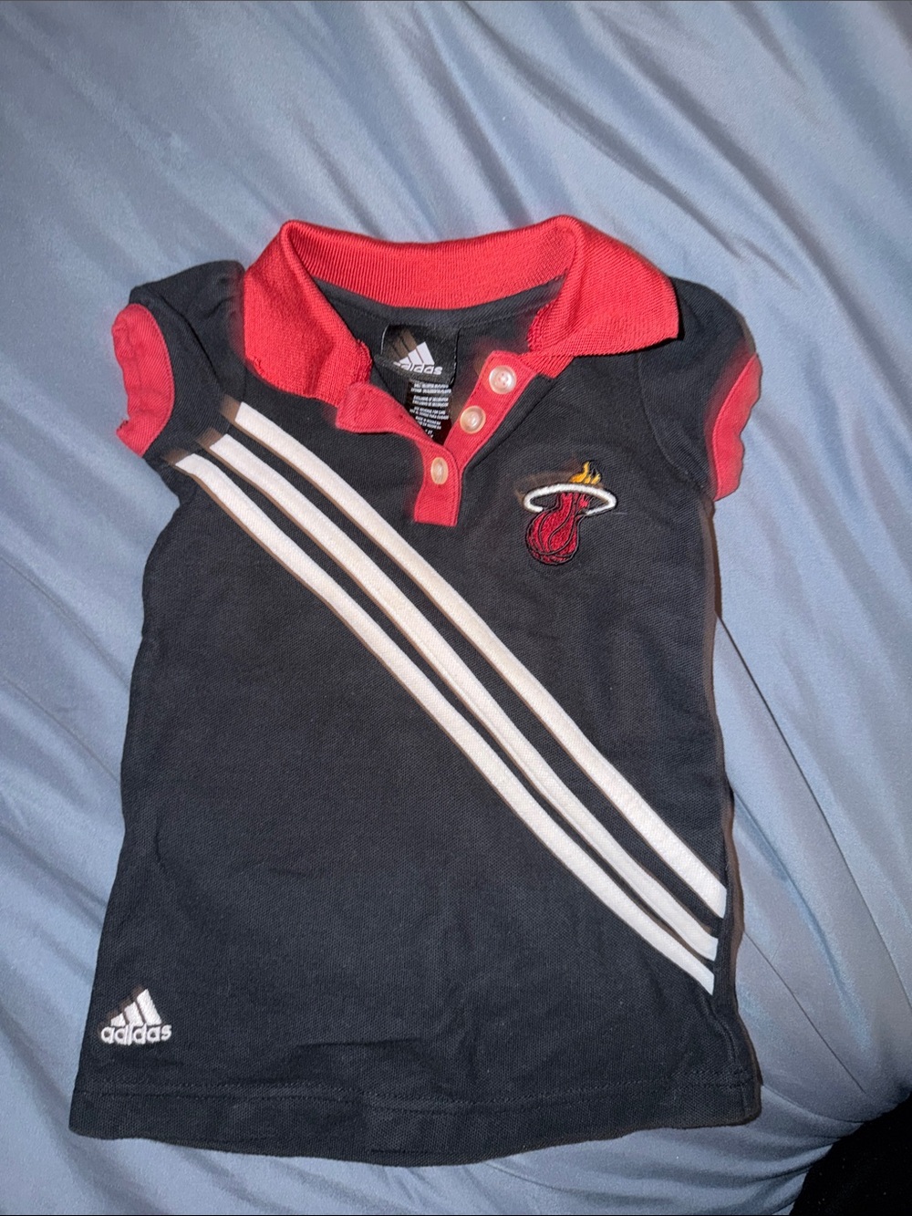 adidas Kids Black and Red Miami Heat Polo Shirt